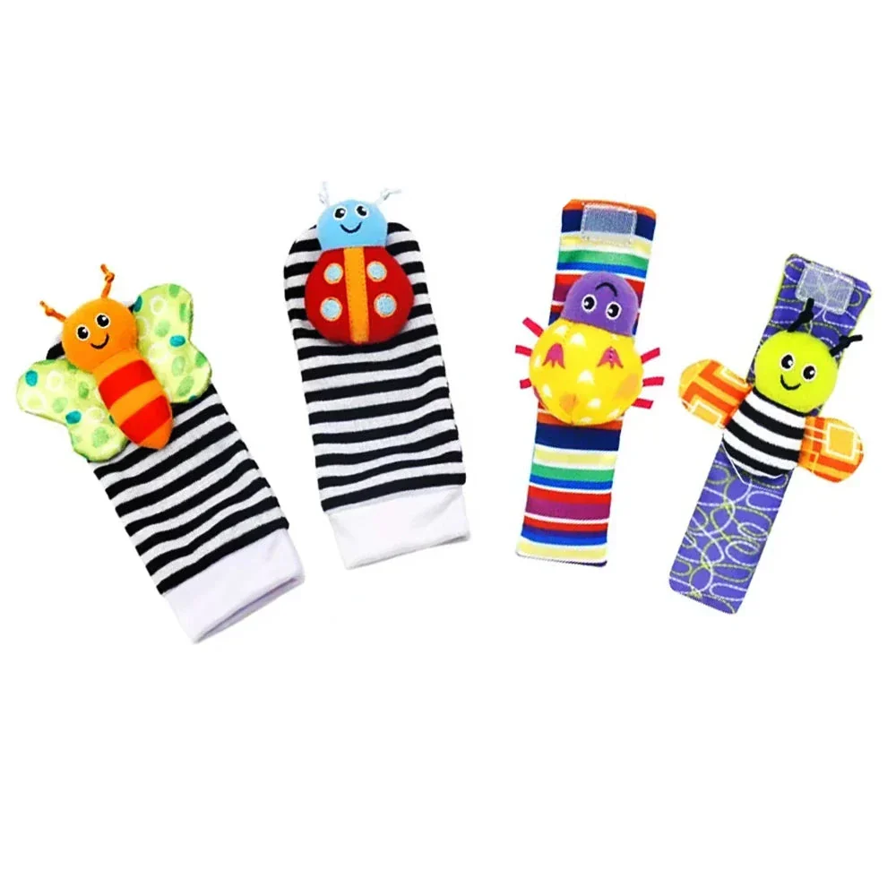 4 PCS Baby Rattle Toy Set Soft Animal Socks & Wrist Straps for Newborns 0–12 Months Educational Plush Toys - Image 7