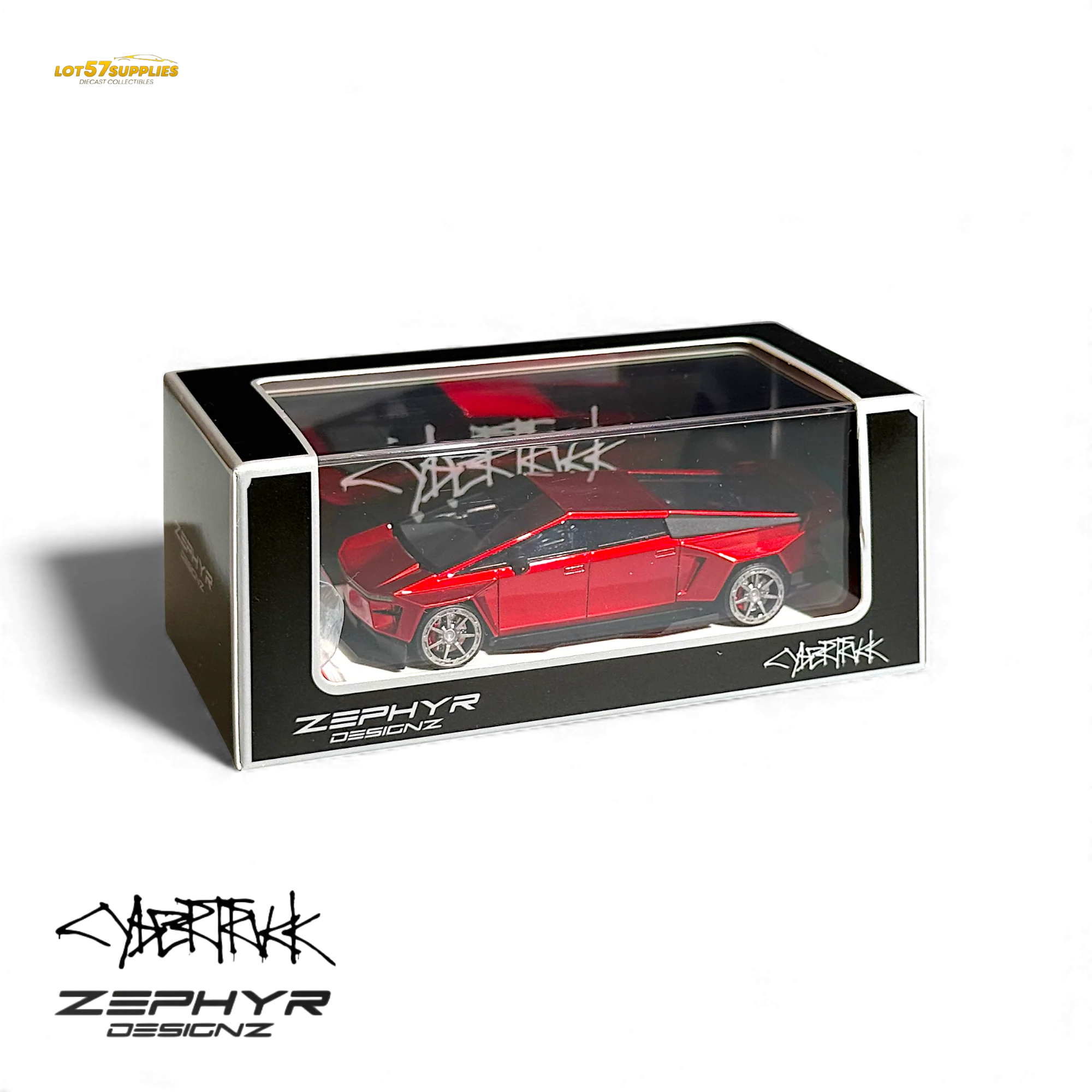 404ERROR Tesla Cybertruck Custom Widebody Lowered - Metallic Red 1:64 - Image 2