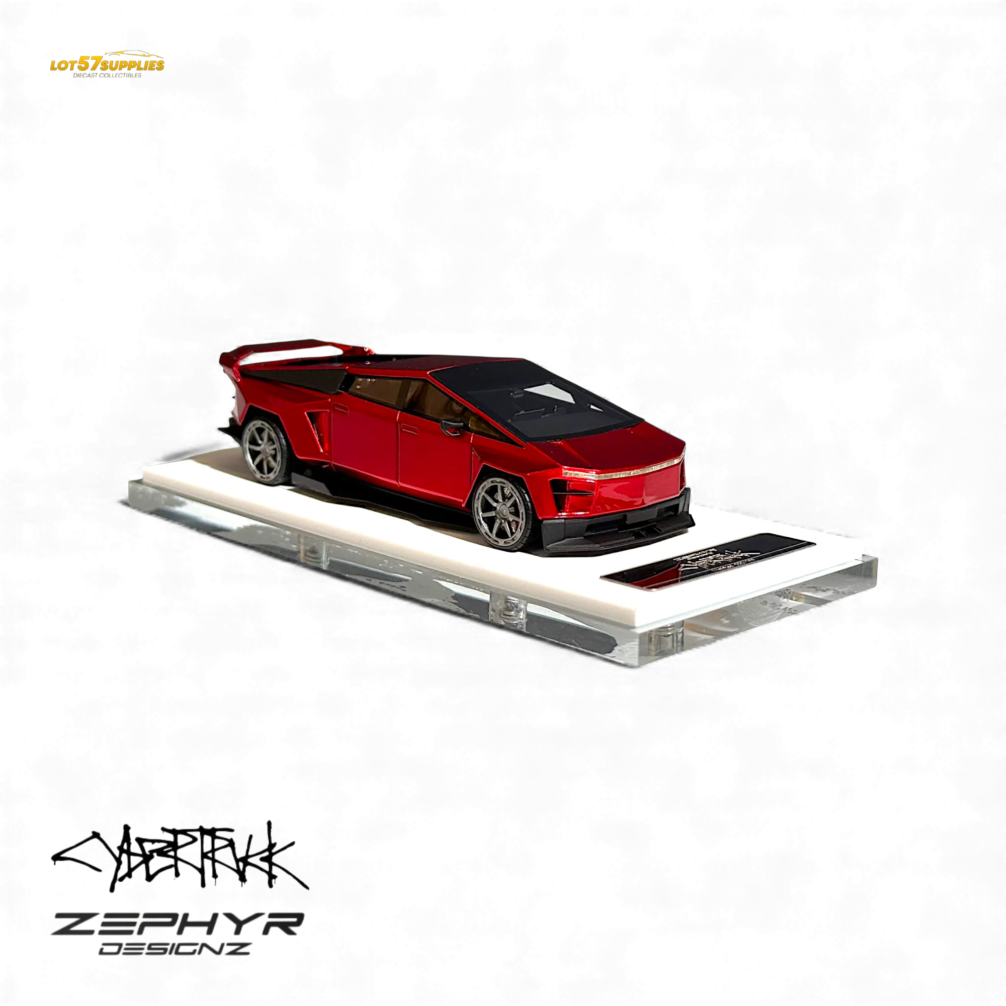 404ERROR Tesla Cybertruck Custom Widebody Lowered - Metallic Red 1:64 - Image 6