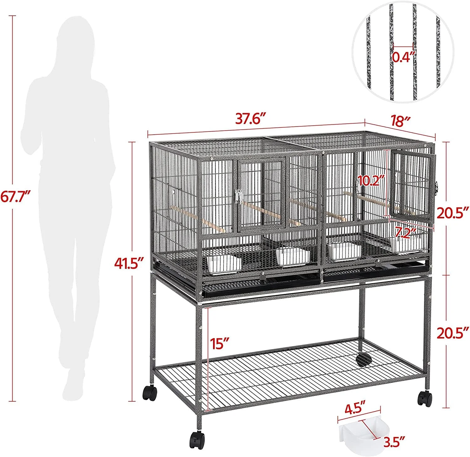 41.5" Stackable Divided Breeder for Bird - Image 4