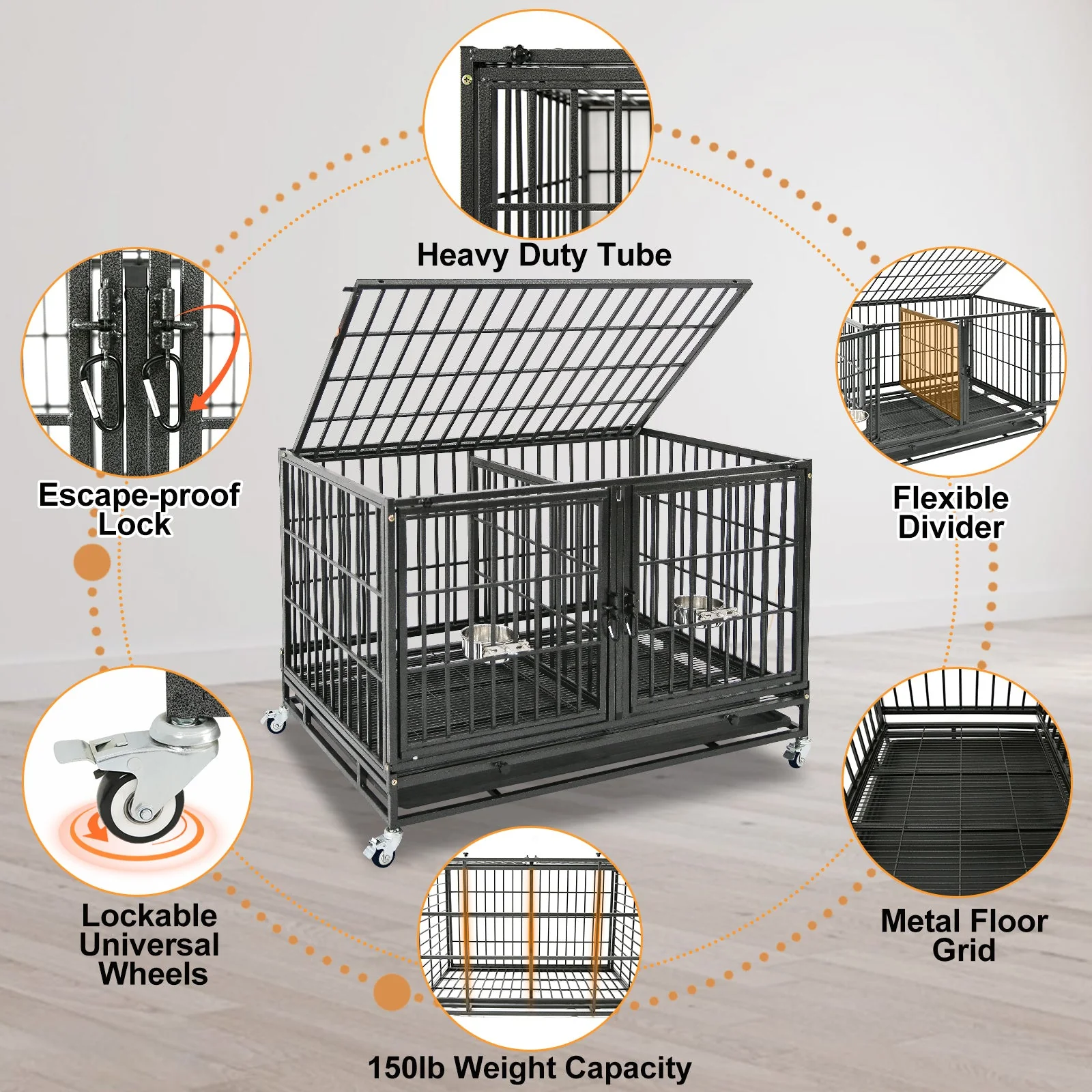 42" Collapsible Dog Crate 43ST - Image 4