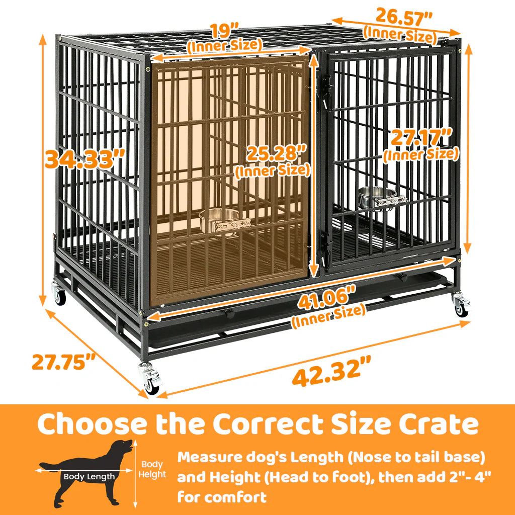 42" Stackable Dog Crate with Divider 43S (Extra Height) - Image 2