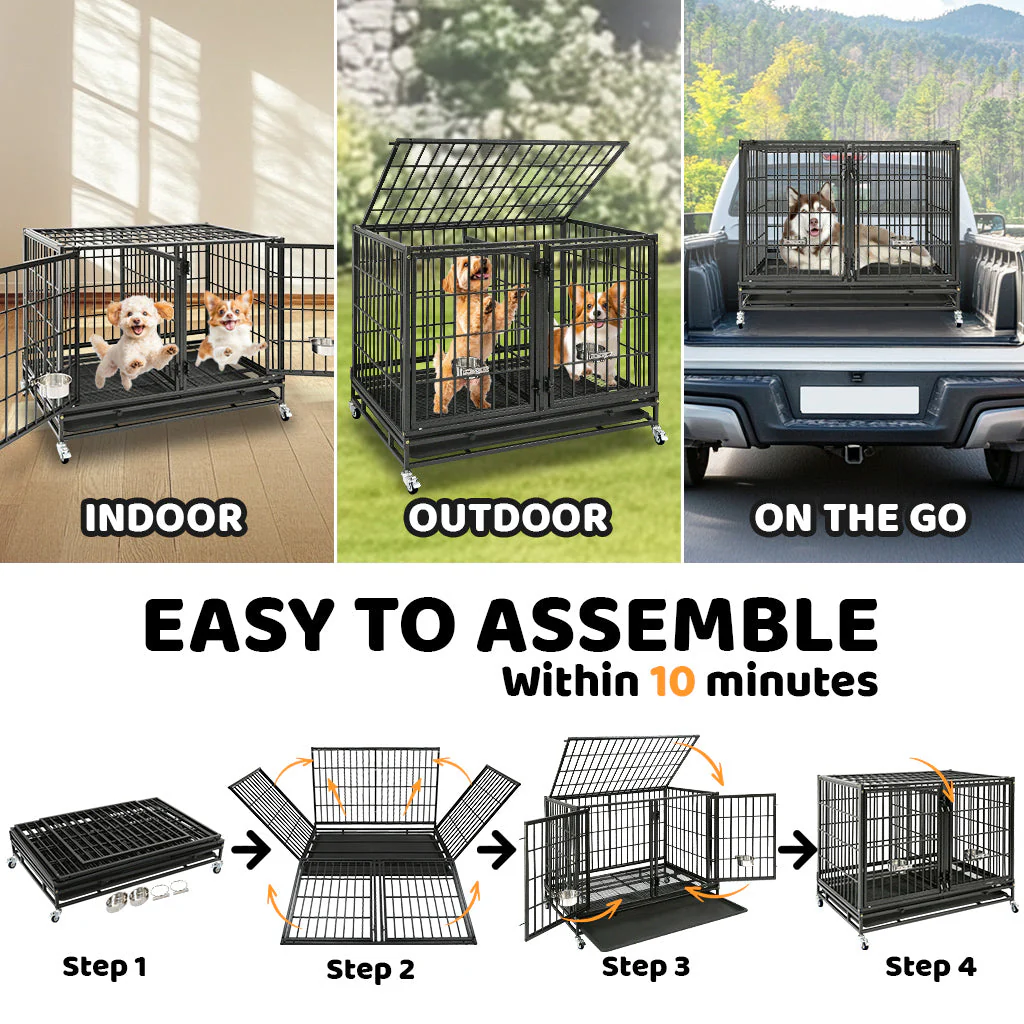 42" Stackable Dog Crate with Divider 43S (Extra Height) - Image 6