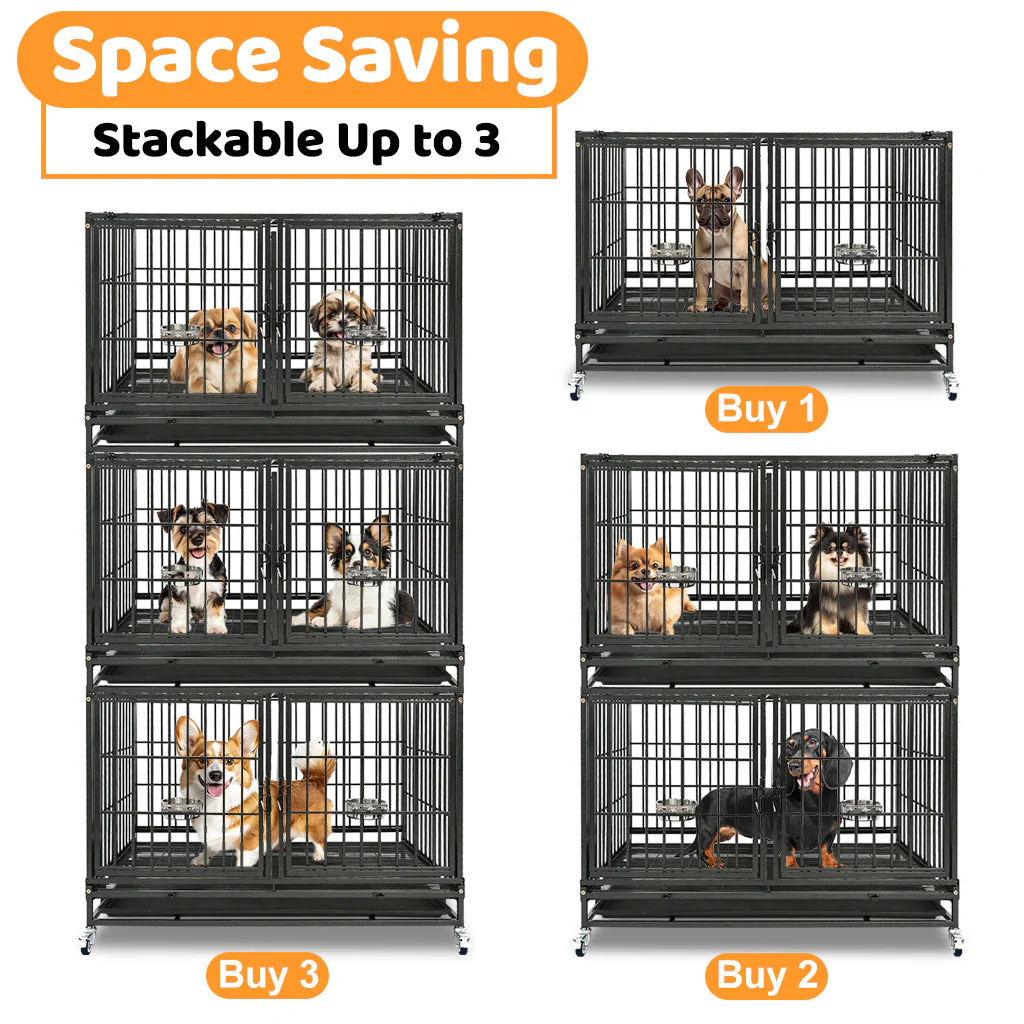 42" Stackable Dog Crate with Divider 43T (Standard Height) - Image 4