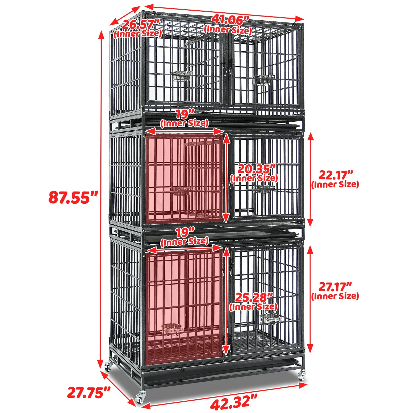 43" Three-Tier Foldable Dog Crate 43TTS - Image 2