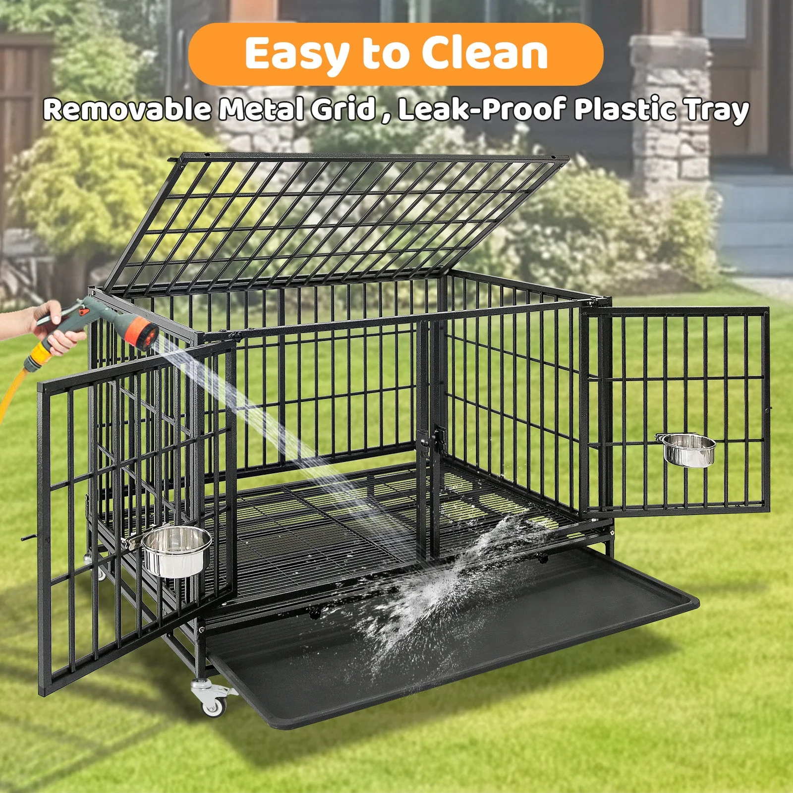 43" Three-Tier Foldable Dog Crate 43TTS - Image 5