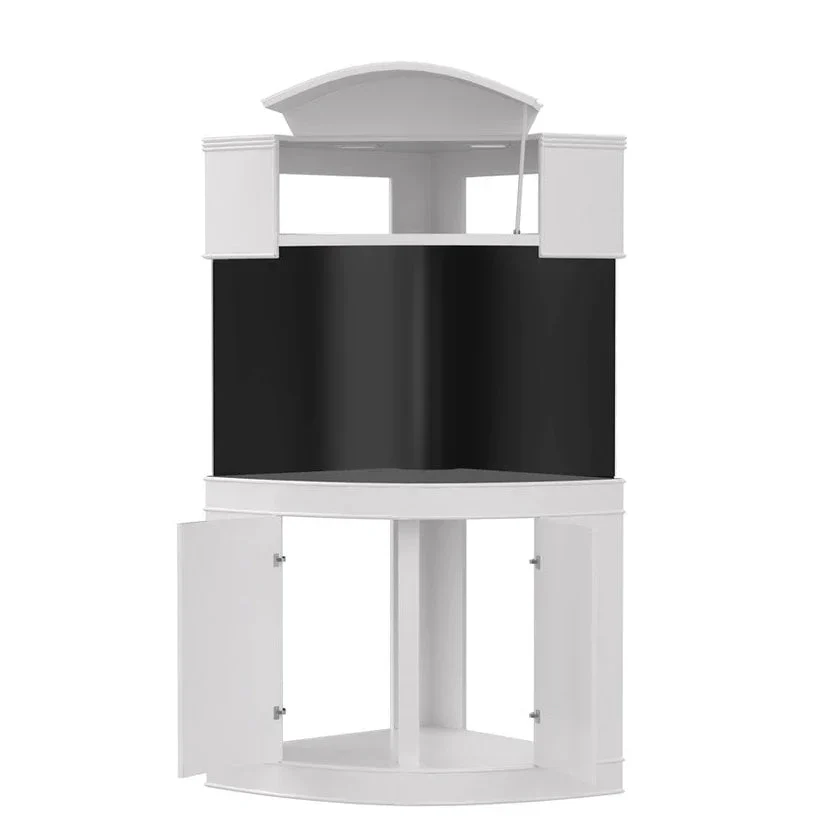440g Corner 1/4 Cylinder Glass Aquarium Set in Unstained Wood - Image 3