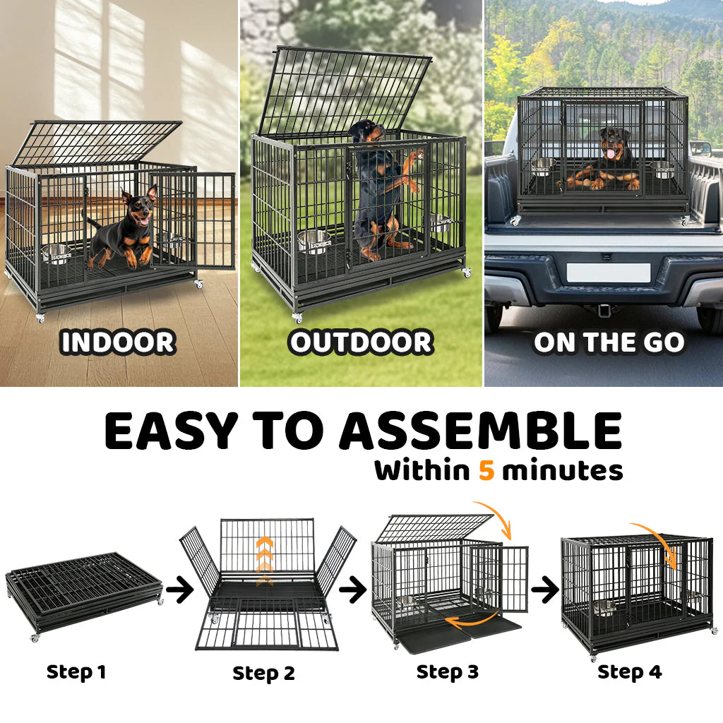 48" Heavy Duty Dog Cage for XL/XXL Dogs 481D - Image 7