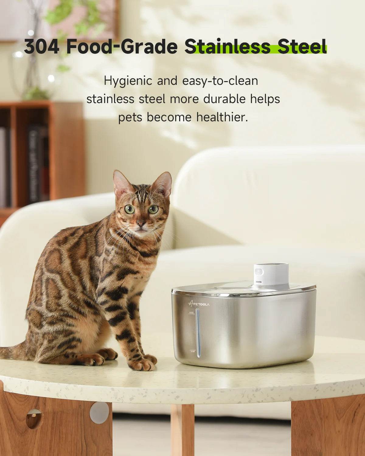 4L Wireless Cat Water Fountain - Auto Sensor Pet Drinking Fountain with Battery | Stainless Steel Cordless Water Dispenser for Dogs & Cats - Image 6