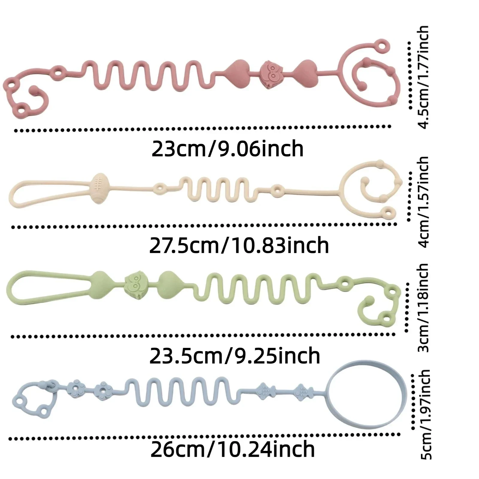 4PCS Adjustable Silicone Pacifier Chain Set | Safe Teether Toys for Baby Crib, High Chair & Gift Set – Beige - Image 2