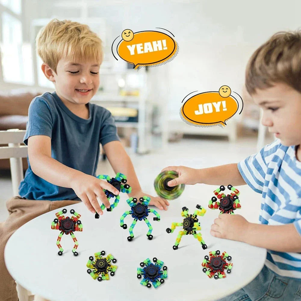 4PCS Glow-in-the-Dark Fidget Spinners – Deformable Robot Sensory Toys for Kids & Adults | Stress Relief Fingertip Gyro Party Favors - Image 5