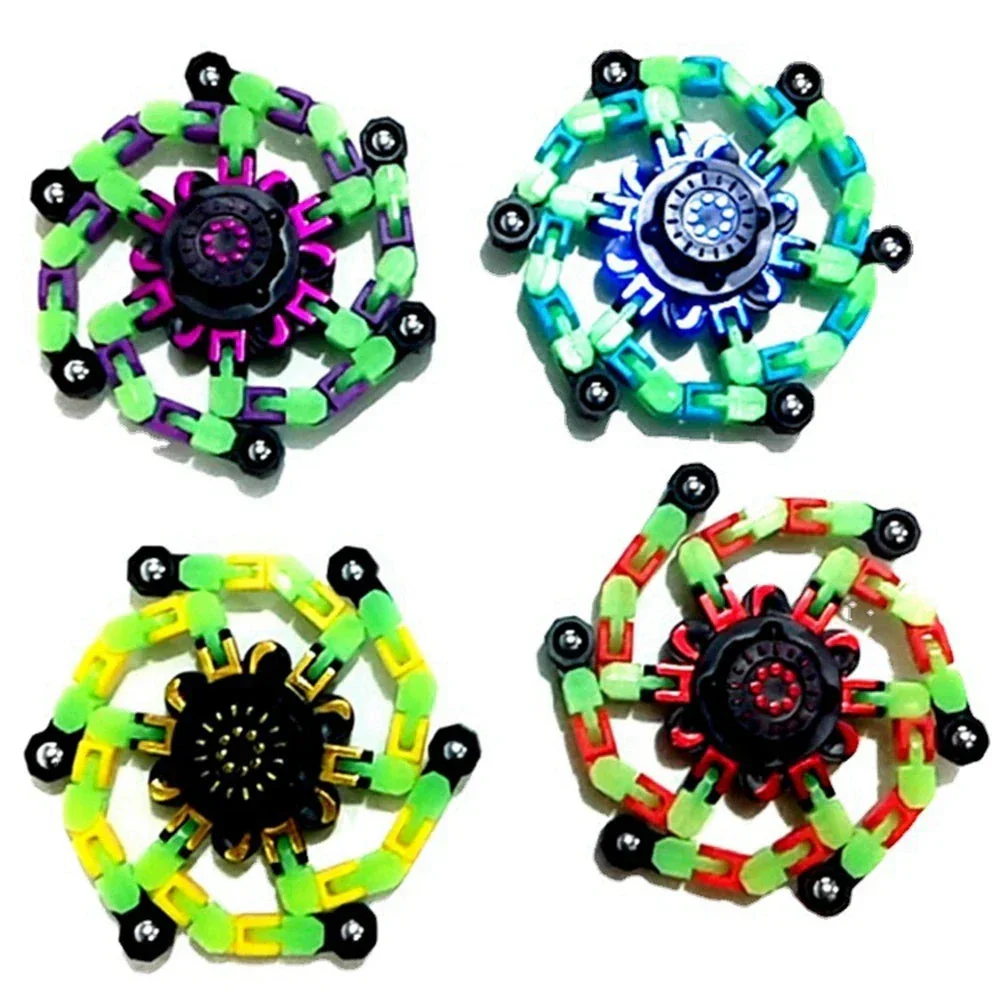 4PCS Glow-in-the-Dark Fidget Spinners – Deformable Robot Sensory Toys for Kids & Adults | Stress Relief Fingertip Gyro Party Favors - Image 7