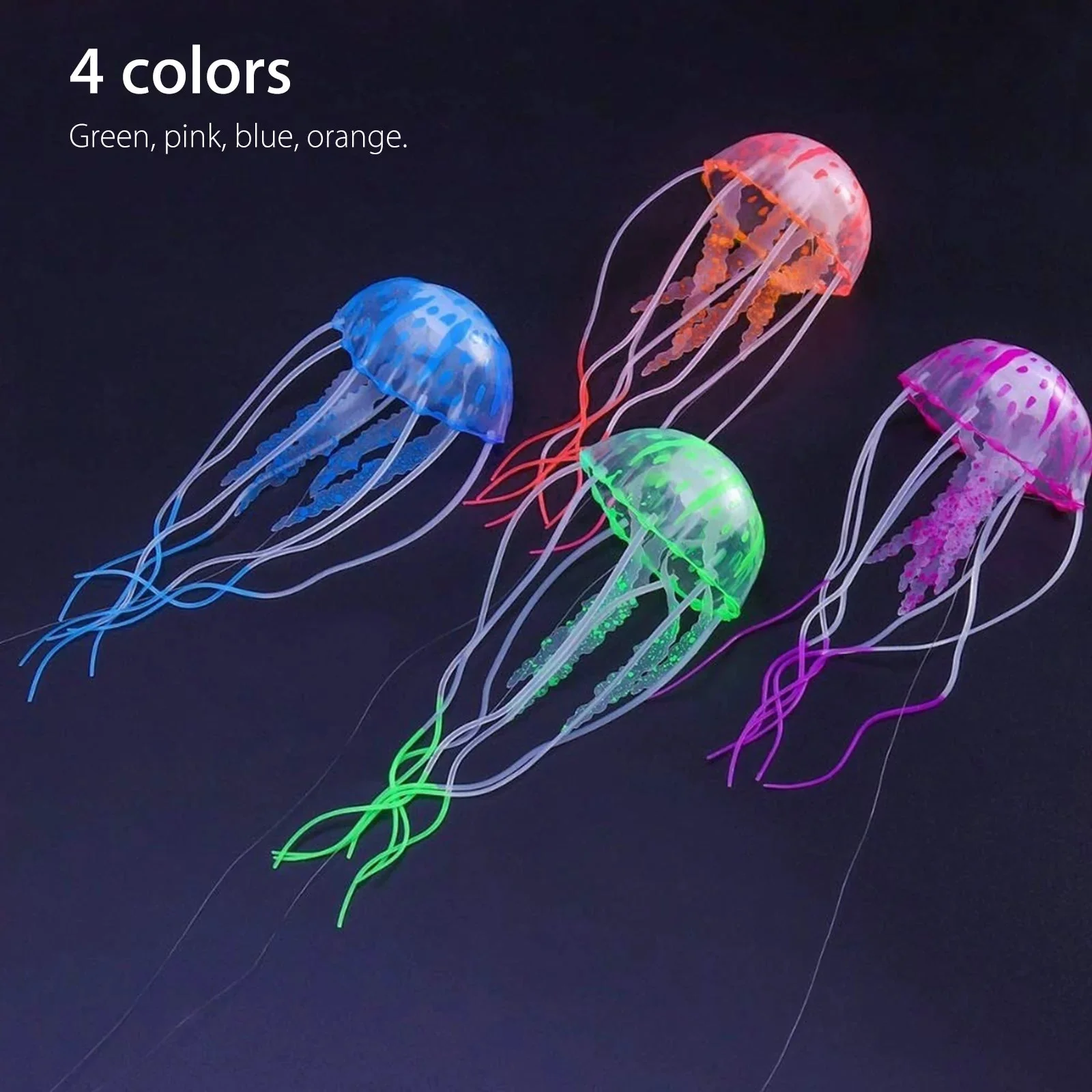 4Pcs Jellyfish Aquarium Decorations, Glowing Effect Fish Tank Ornament - Image 2