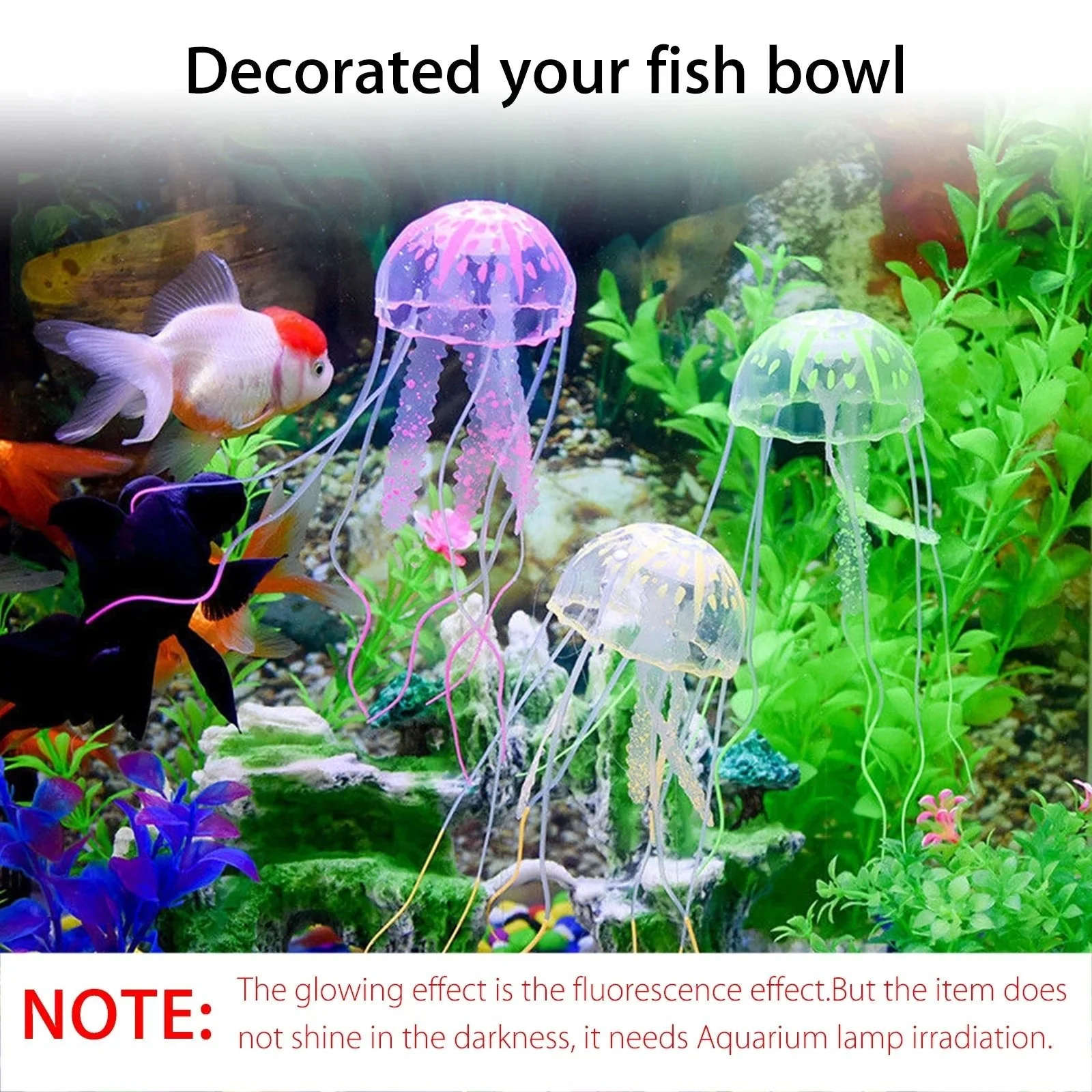 4Pcs Jellyfish Aquarium Decorations, Glowing Effect Fish Tank Ornament - Image 5