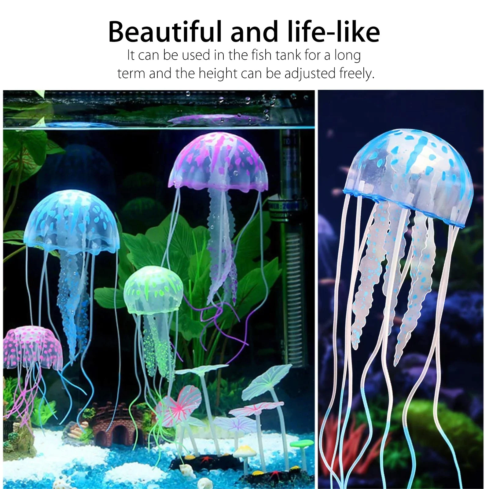 4Pcs Jellyfish Aquarium Decorations, Glowing Effect Fish Tank Ornament - Image 6