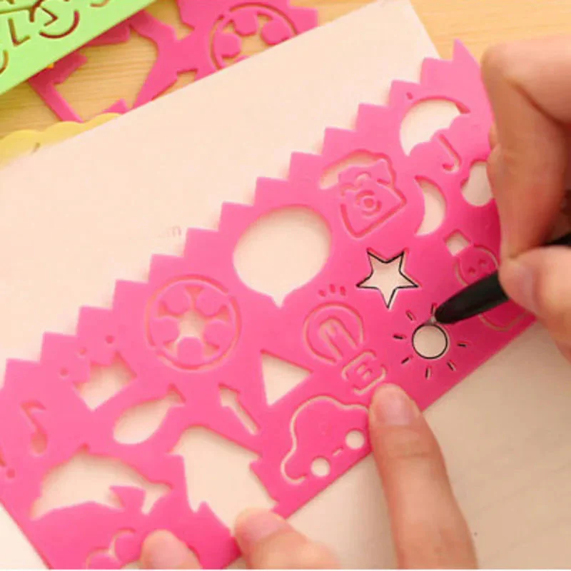 4PCS Kids Drawing Toys Painting Template Board Plastic Ruler Art Craft Juguetes Learning Draw Educational Toys For Children Gift - Image 3