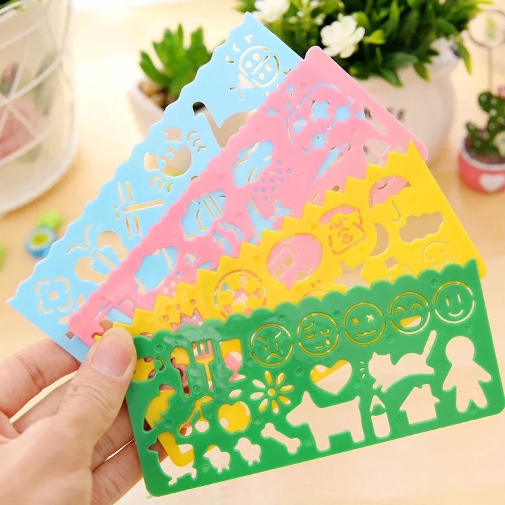 4PCS Kids Drawing Toys Painting Template Board Plastic Ruler Art Craft Juguetes Learning Draw Educational Toys For Children Gift - Image 7