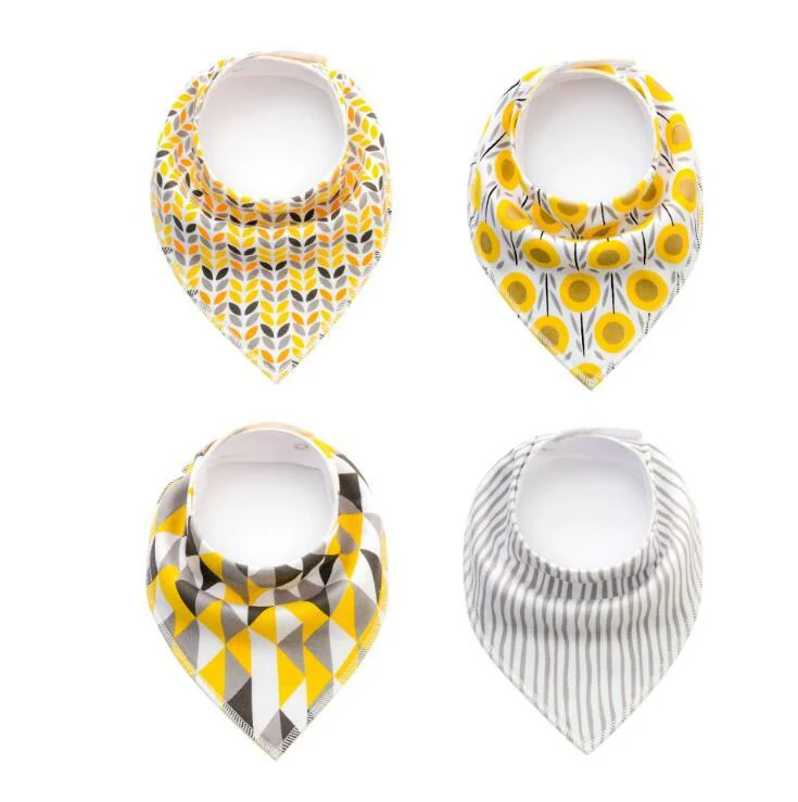 4pcs Lot Bibs Burp Cloth Print Arrow Wave Triangle Baby Bibs Cotton Bandana Accessories - Image 10