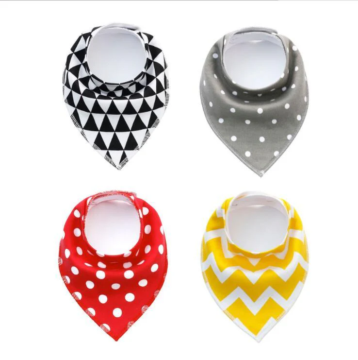 4pcs Lot Bibs Burp Cloth Print Arrow Wave Triangle Baby Bibs Cotton Bandana Accessories - Image 12