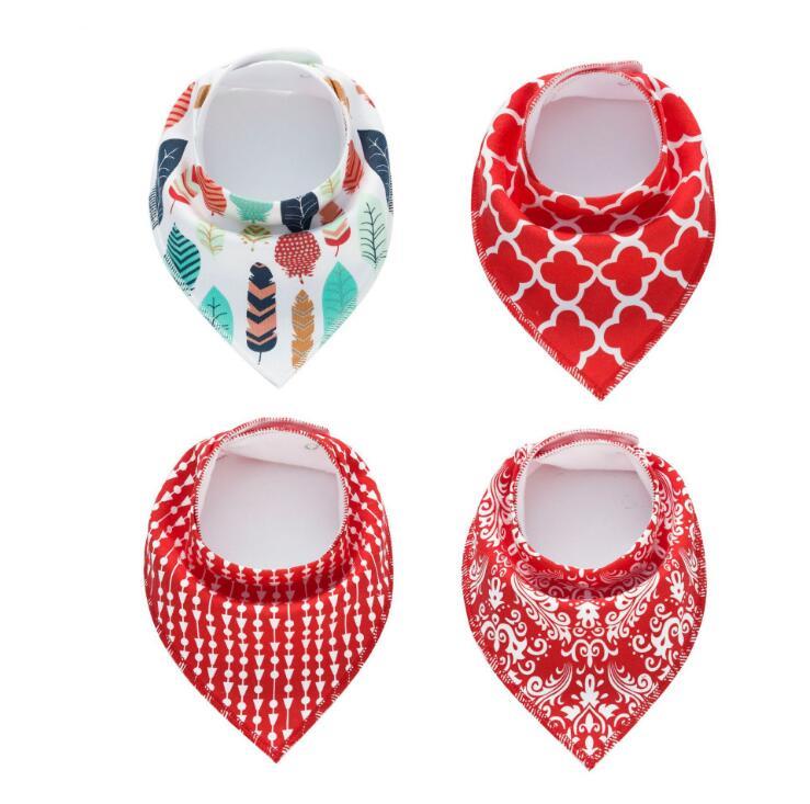 4pcs Lot Bibs Burp Cloth Print Arrow Wave Triangle Baby Bibs Cotton Bandana Accessories - Image 14