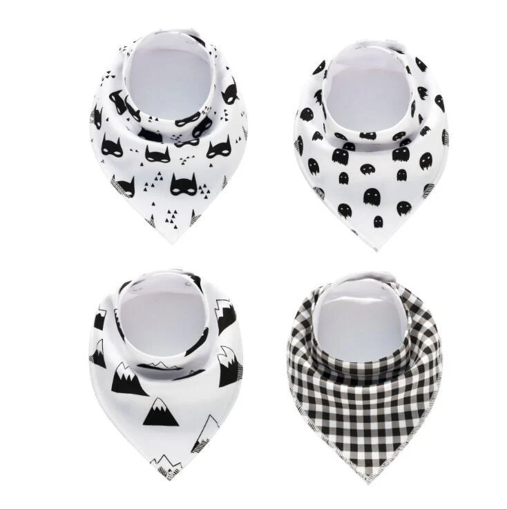 4pcs Lot Bibs Burp Cloth Print Arrow Wave Triangle Baby Bibs Cotton Bandana Accessories - Image 15