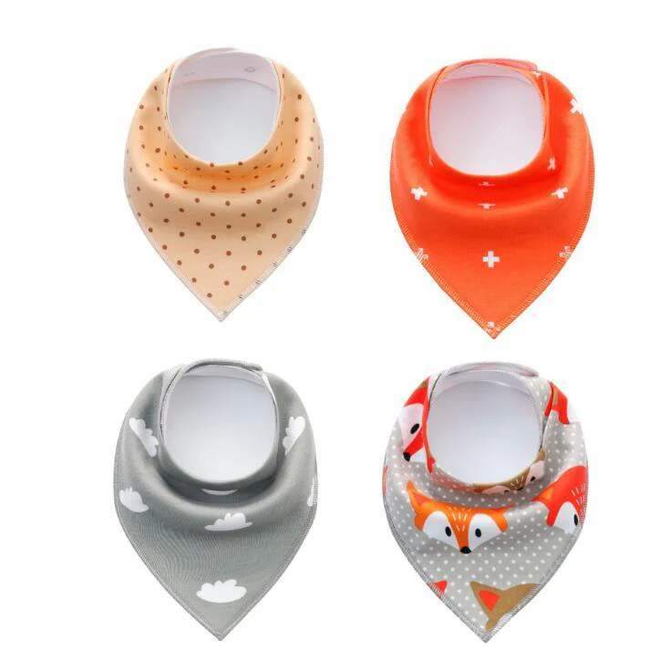 4pcs Lot Bibs Burp Cloth Print Arrow Wave Triangle Baby Bibs Cotton Bandana Accessories - Image 16