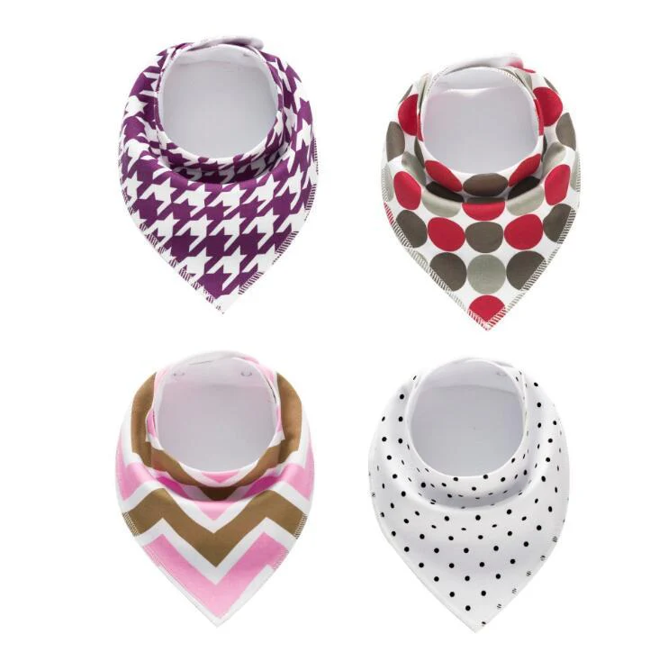 4pcs Lot Bibs Burp Cloth Print Arrow Wave Triangle Baby Bibs Cotton Bandana Accessories - Image 17