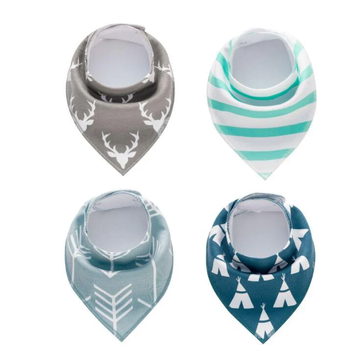 4pcs Lot Bibs Burp Cloth Print Arrow Wave Triangle Baby Bibs Cotton Bandana Accessories - Image 20