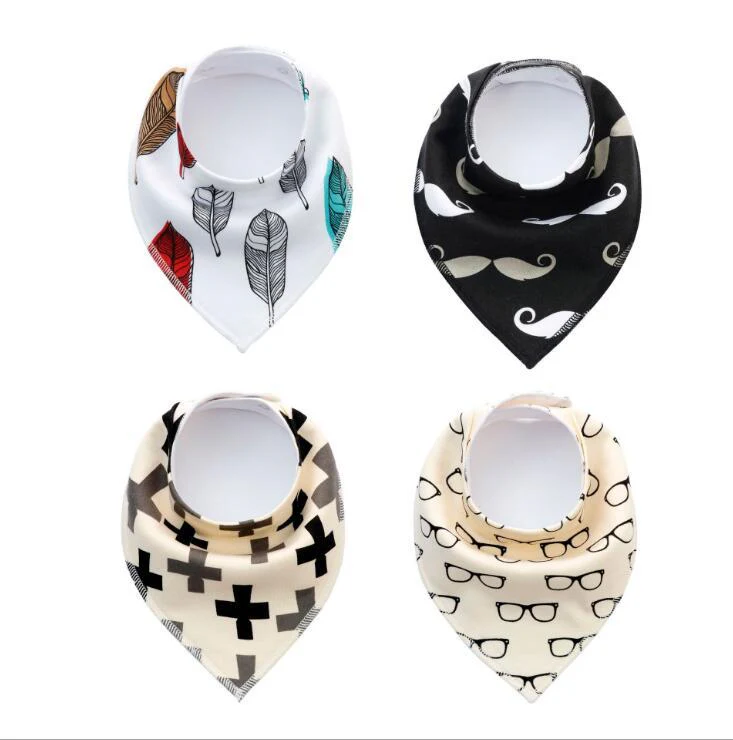 4pcs Lot Bibs Burp Cloth Print Arrow Wave Triangle Baby Bibs Cotton Bandana Accessories - Image 22