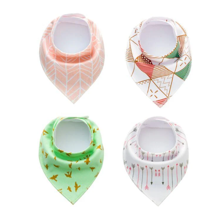 4pcs Lot Bibs Burp Cloth Print Arrow Wave Triangle Baby Bibs Cotton Bandana Accessories - Image 23