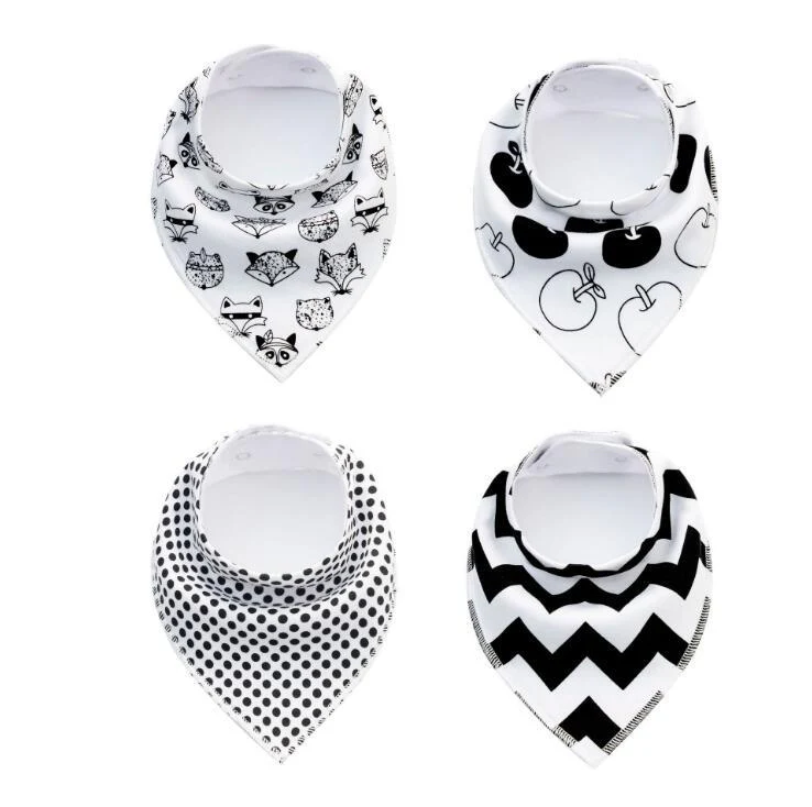 4pcs Lot Bibs Burp Cloth Print Arrow Wave Triangle Baby Bibs Cotton Bandana Accessories - Image 24