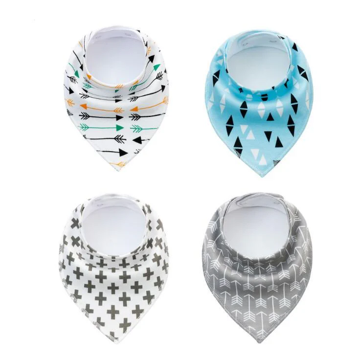 4pcs Lot Bibs Burp Cloth Print Arrow Wave Triangle Baby Bibs Cotton Bandana Accessories - Image 25