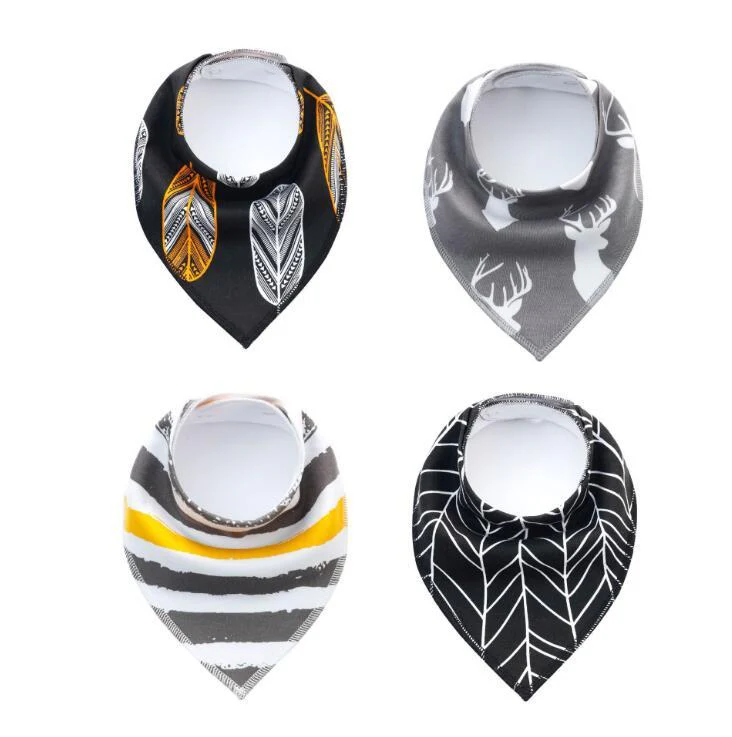 4pcs Lot Bibs Burp Cloth Print Arrow Wave Triangle Baby Bibs Cotton Bandana Accessories - Image 27