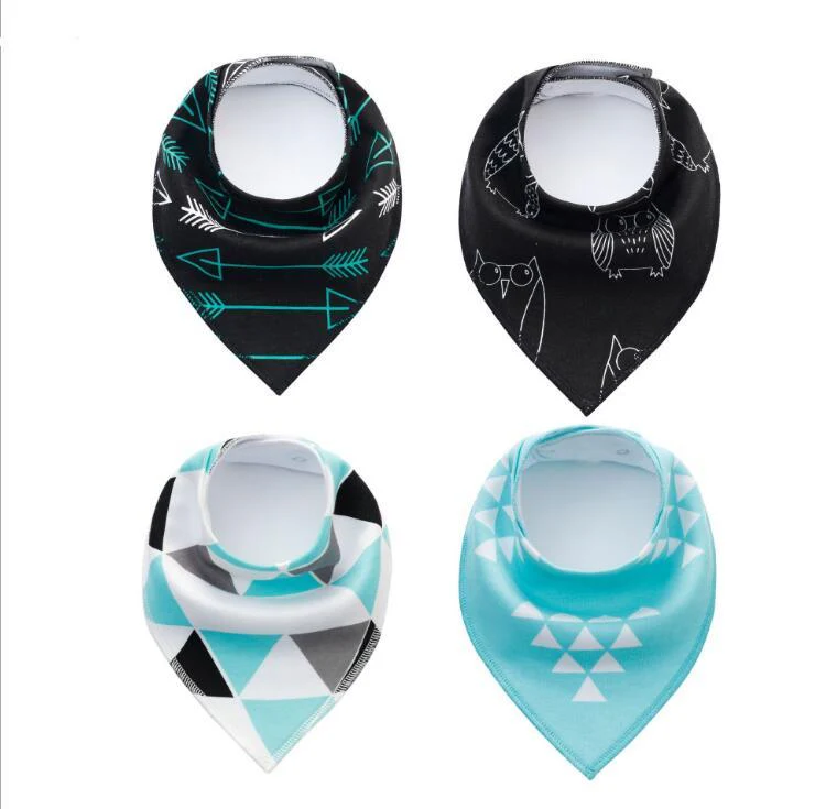 4pcs Lot Bibs Burp Cloth Print Arrow Wave Triangle Baby Bibs Cotton Bandana Accessories - Image 28