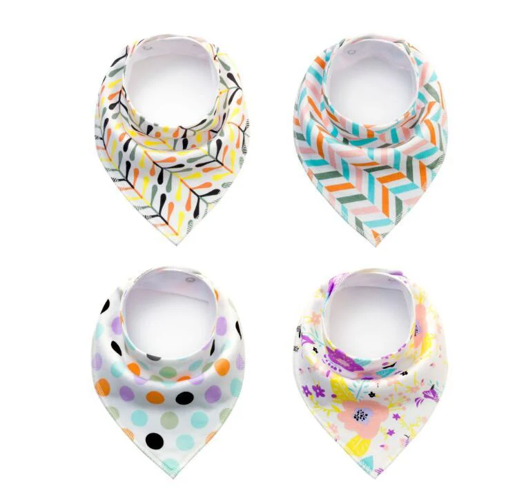 4pcs Lot Bibs Burp Cloth Print Arrow Wave Triangle Baby Bibs Cotton Bandana Accessories - Image 30