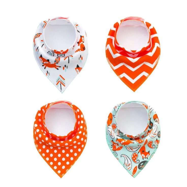 4pcs Lot Bibs Burp Cloth Print Arrow Wave Triangle Baby Bibs Cotton Bandana Accessories - Image 5