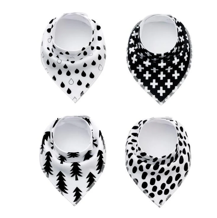4pcs Lot Bibs Burp Cloth Print Arrow Wave Triangle Baby Bibs Cotton Bandana Accessories - Image 6