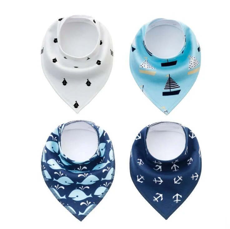 4pcs Lot Bibs Burp Cloth Print Arrow Wave Triangle Baby Bibs Cotton Bandana Accessories - Image 7