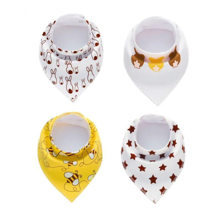 4pcs Lot Bibs Burp Cloth Print Arrow Wave Triangle Baby Bibs Cotton Bandana Accessories - Image 8