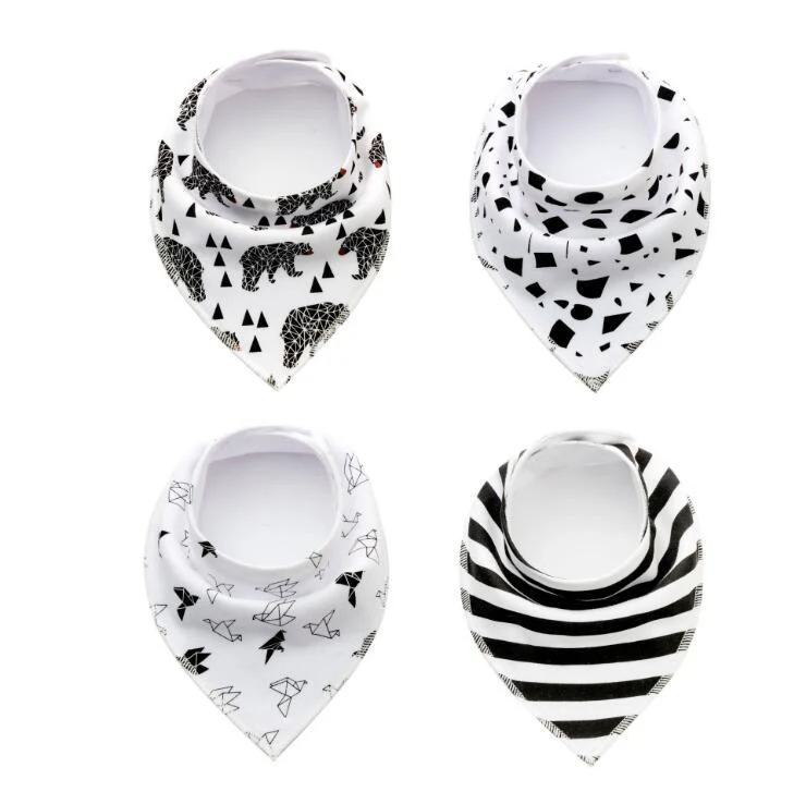4pcs Lot Bibs Burp Cloth Print Arrow Wave Triangle Baby Bibs Cotton Bandana Accessories - Image 9