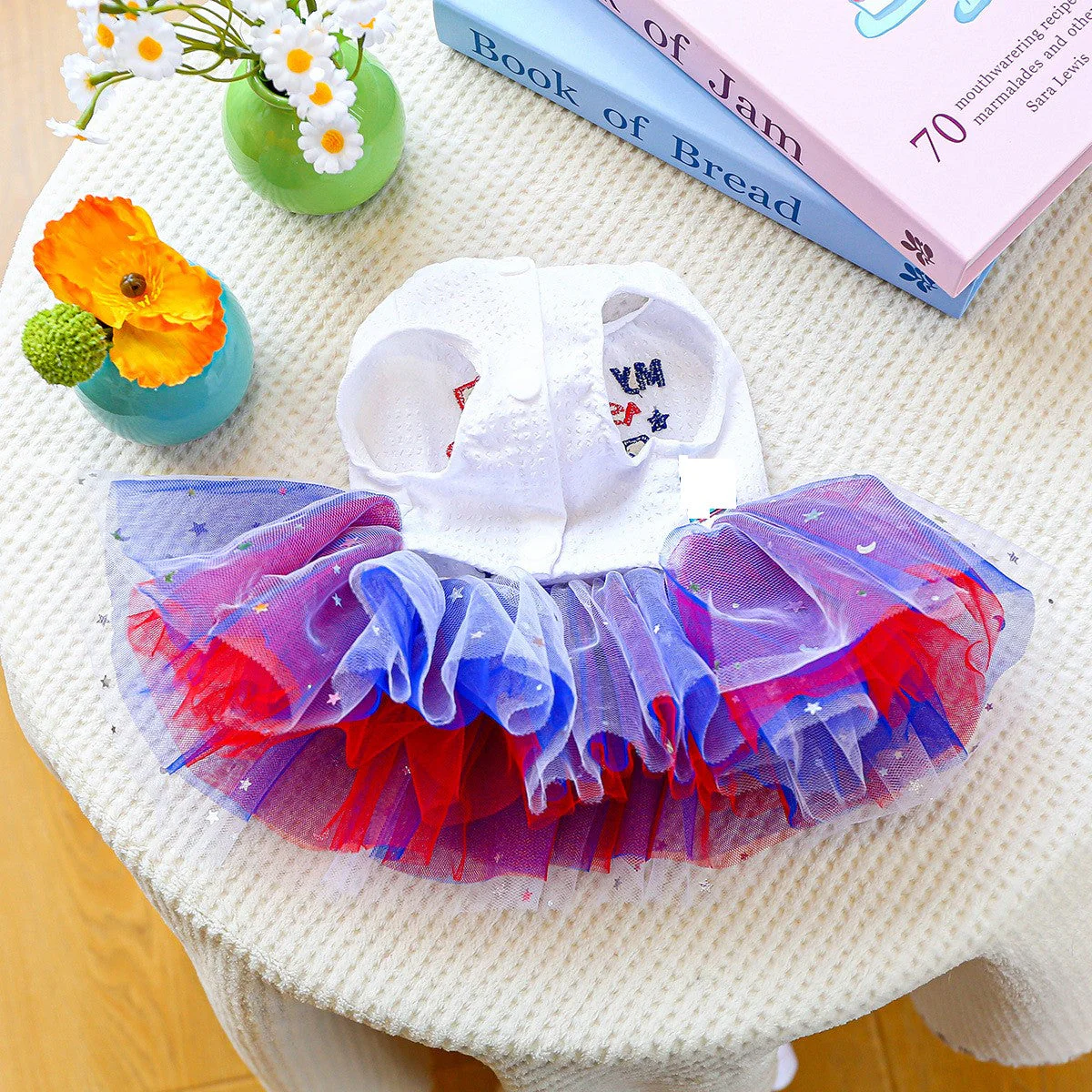 4th of July Dog Dress – Tulle Skirt & Patriotic Print - Image 3