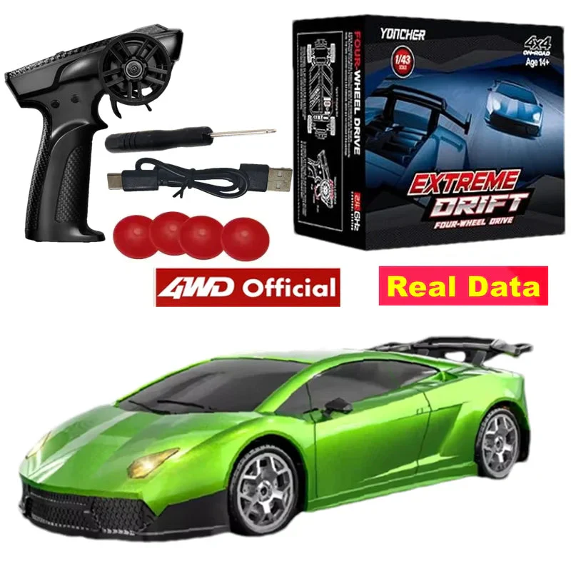 4WD RC Drift Racing Car - 1/43 Mini High-Speed Electric Car with Gyroscope, Realistic Lights, Remote Control Toy for Kids & Adults - Image 10