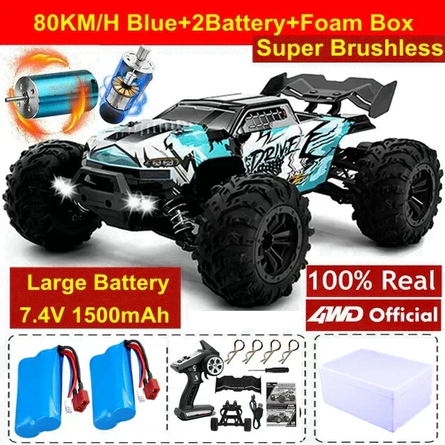 4WD RC Off-Road Car - 1:16 High-Speed Brushless Truck, 50-80KM/H, 4x4 Drift Racing Toy for Kids & Adults - Image 10