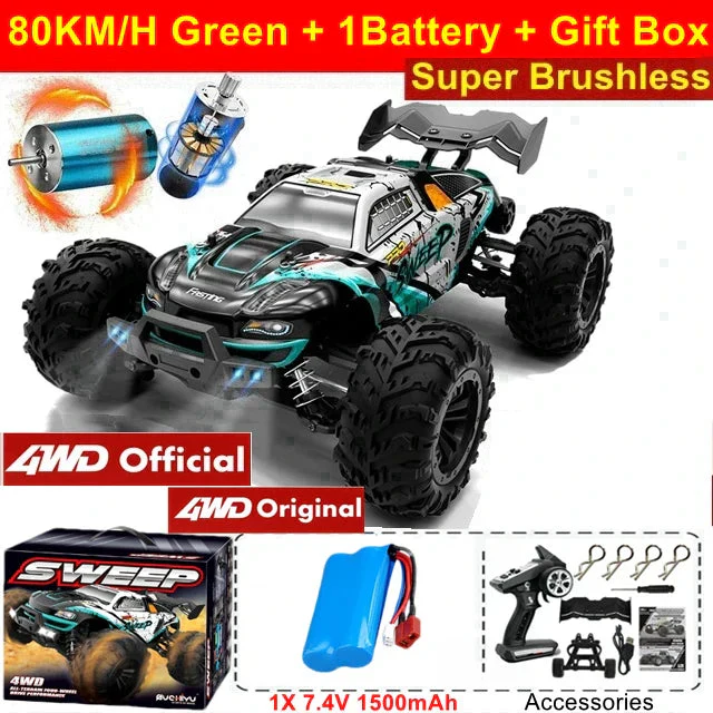4WD RC Off-Road Car - 1:16 High-Speed Brushless Truck, 50-80KM/H, 4x4 Drift Racing Toy for Kids & Adults - Image 14