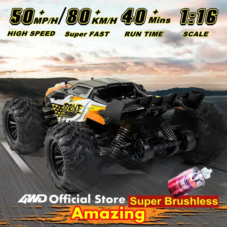 4WD RC Off-Road Car - 1:16 High-Speed Brushless Truck, 50-80KM/H, 4x4 Drift Racing Toy for Kids & Adults - Image 5