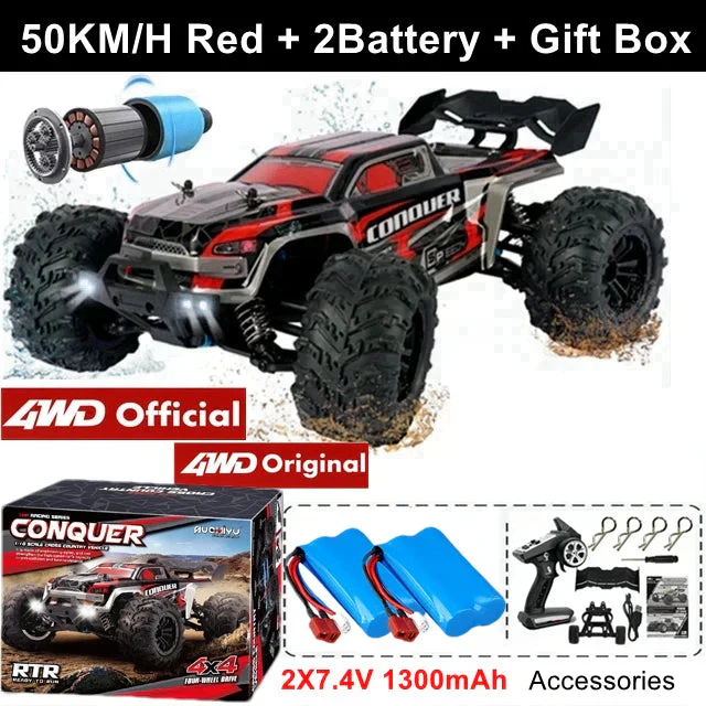 4WD RC Off-Road Car - 1:16 High-Speed Brushless Truck, 50-80KM/H, 4x4 Drift Racing Toy for Kids & Adults - Image 7