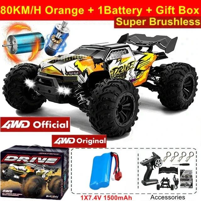 4WD RC Off-Road Car - 1:16 High-Speed Brushless Truck, 50-80KM/H, 4x4 Drift Racing Toy for Kids & Adults - Image 8
