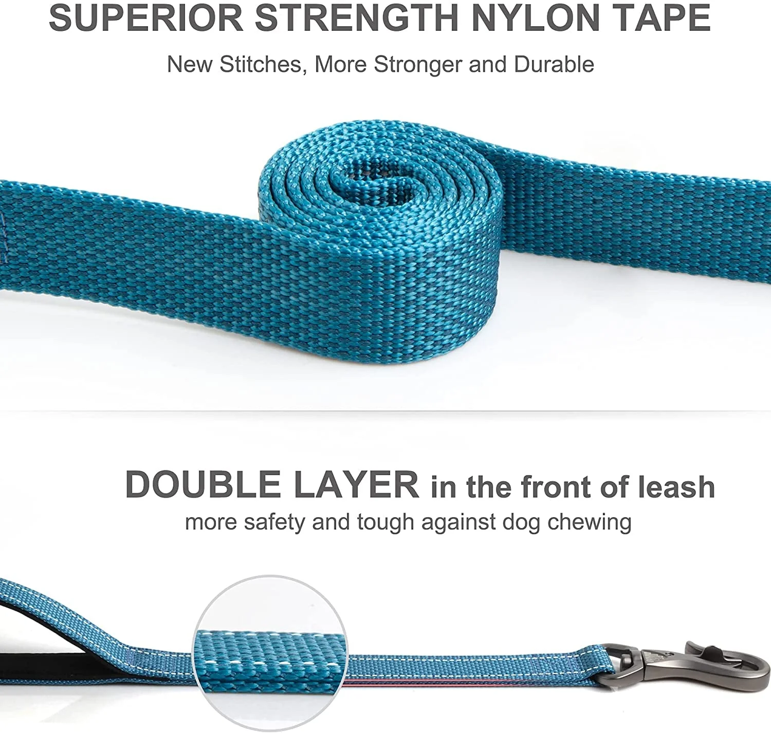 5 FT Heavy Duty Dog Leash with 2 Comfortable Padded Handles - Image 3