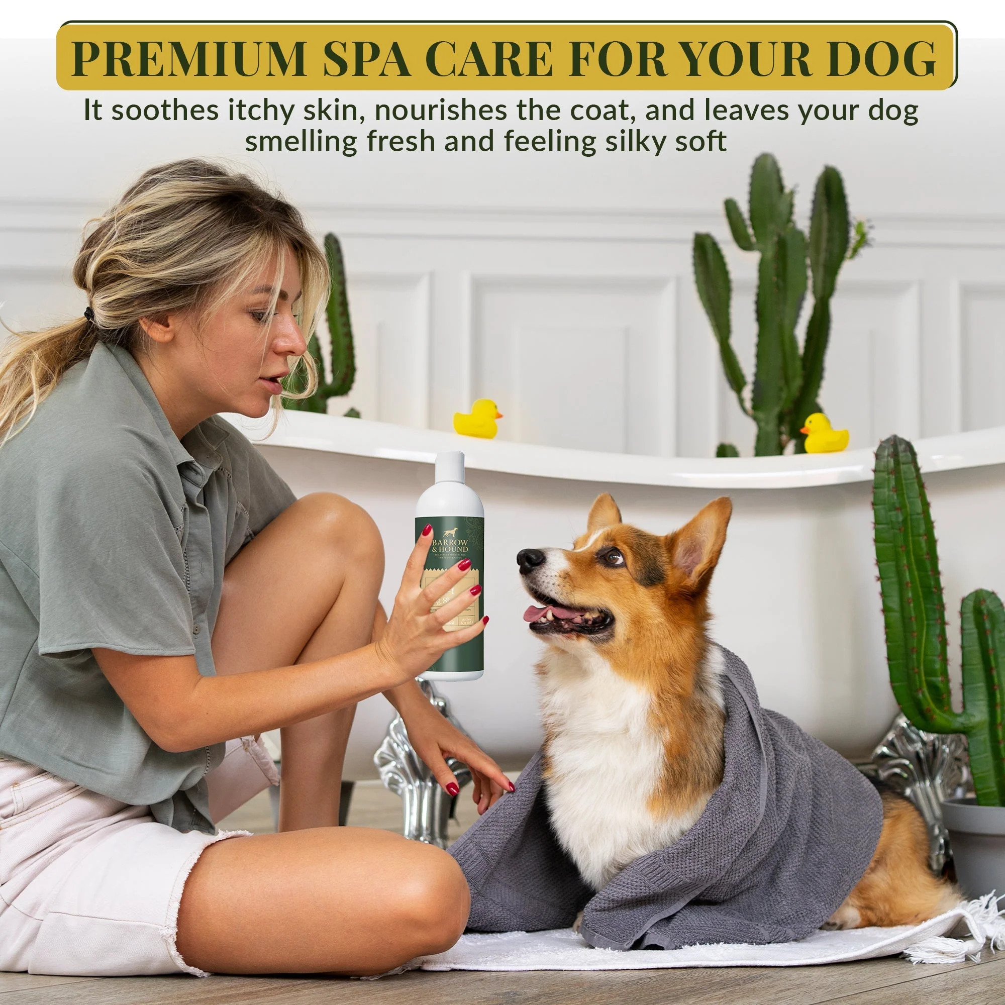 5-in-1 Dog Shampoo – Cleans, Conditions, Deodorizes, Moisturizes & Detangles – with Coconut, Oatmeal & Aloe – for Sensitive Skin – 16 fl oz - Image 2