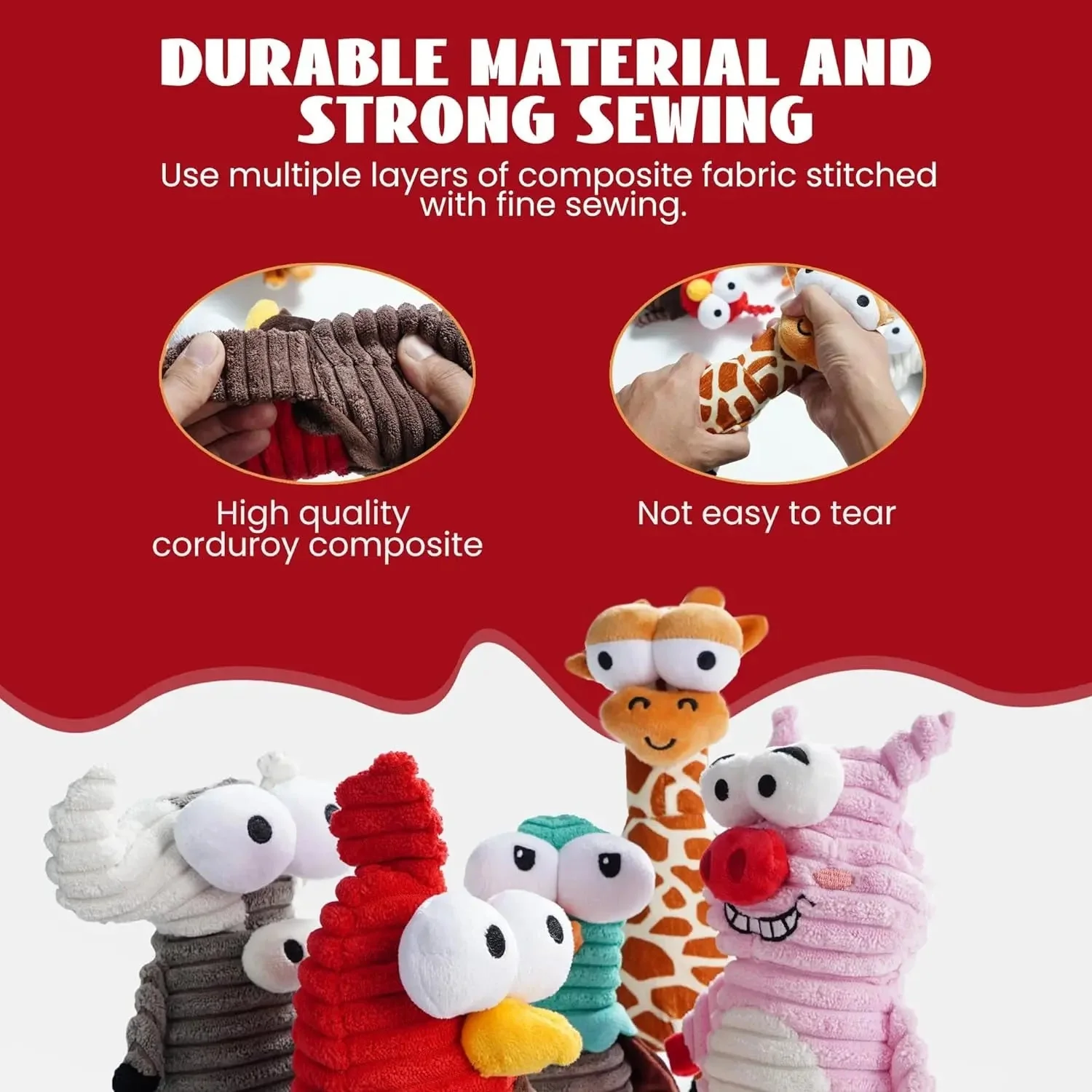 5-Pack Squeaky Dog Toys, Durable Plush Critter Set for Small to Large Dogs - Image 6